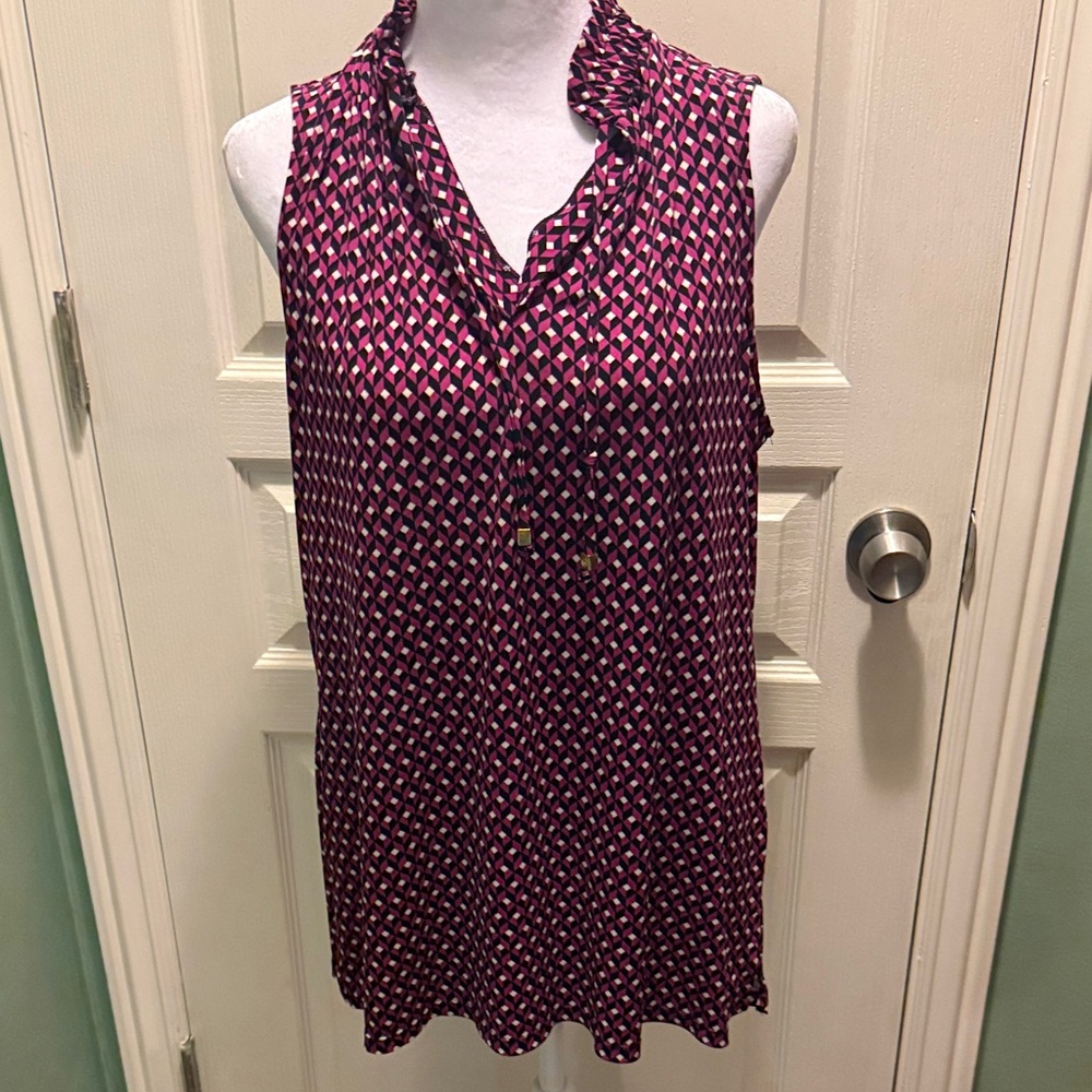Michael Kors Pink and Black Geometric Top